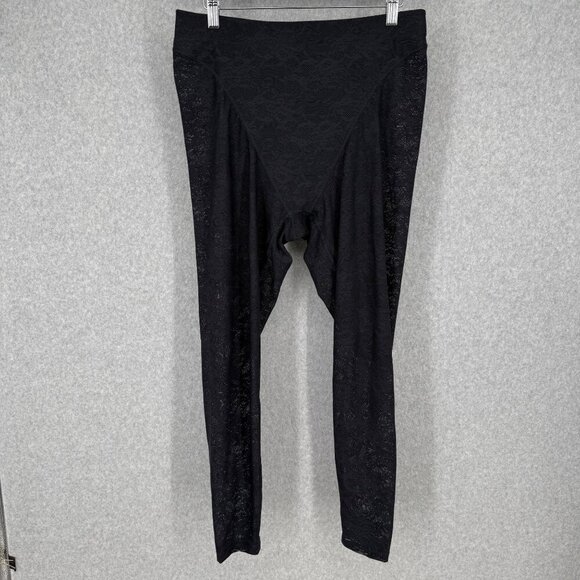Savage X Fenty Lace Race High-Waist Legging Size 1X Black Caviar Sheer Sexy EUC - Picture 1 of 13
